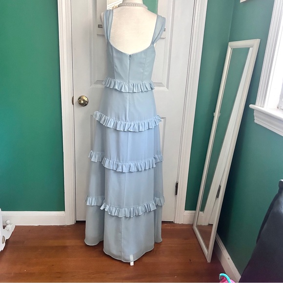 Revelry Sloane Chiffon Tiered Dress in Periwinkle 4 - Picture 4 of 14